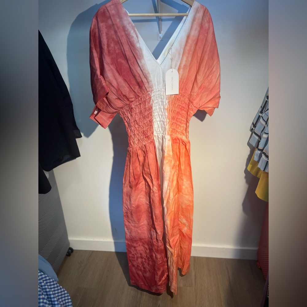 Sunset lover tie-dye print kimono dress